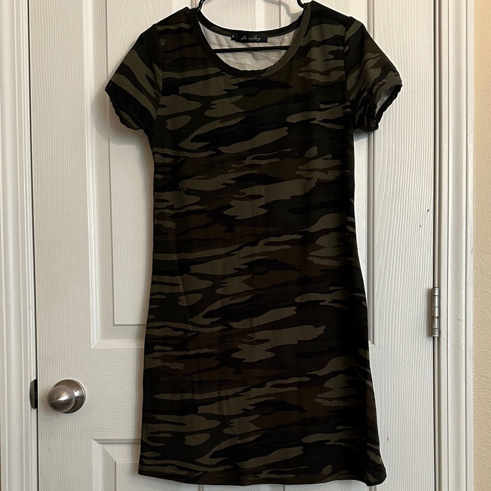 Camouflage Short Sleeve Mini Dress